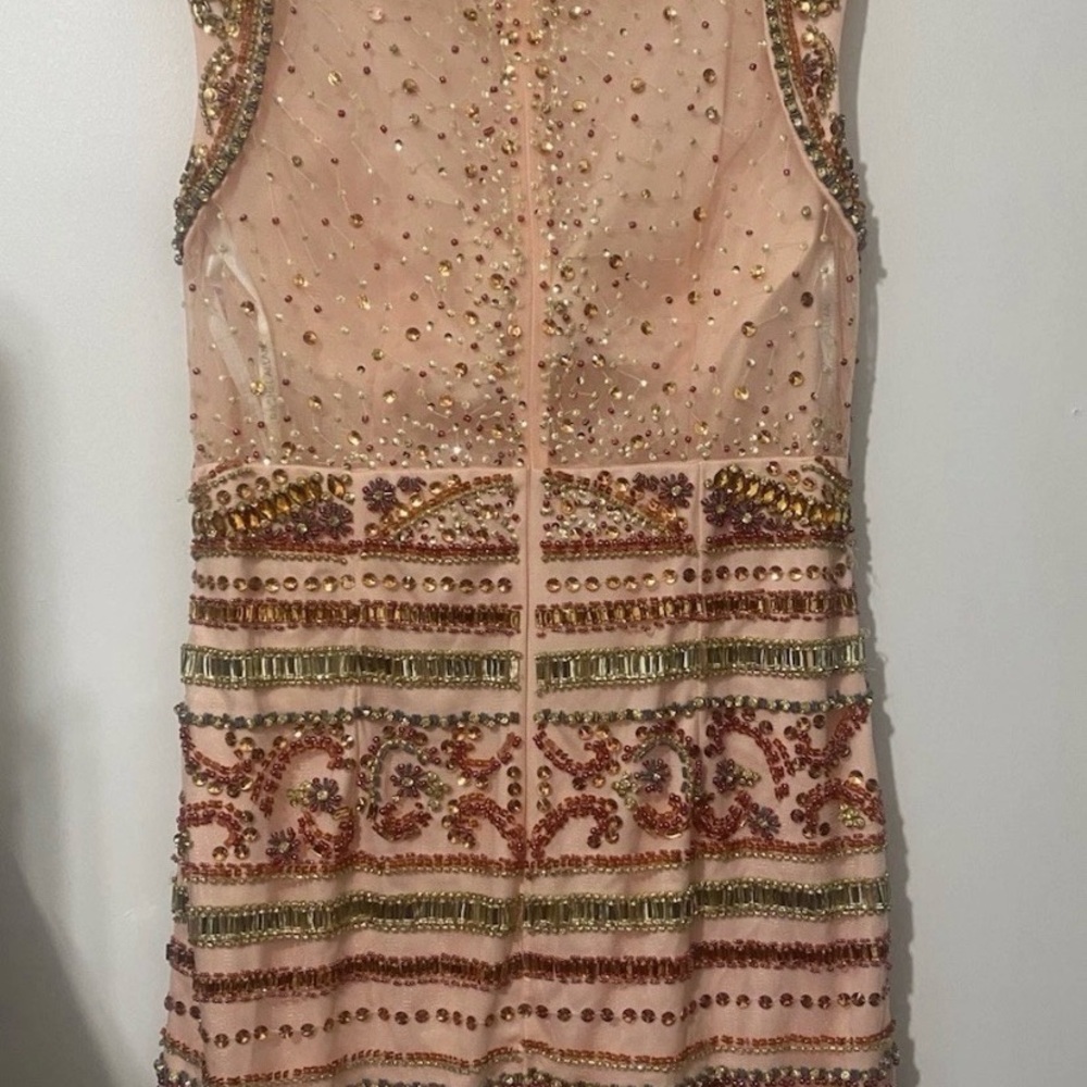Rachel Allan Cocktail Size 16 Pink Gold Beaded Homecoming Party Dance Mini Dress - Picture 5 of 13